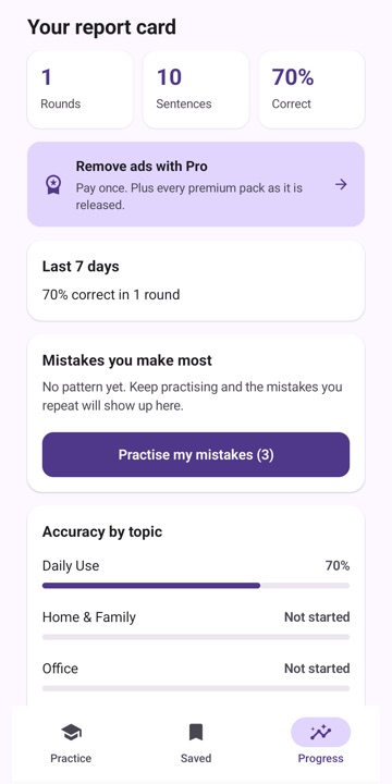 English Talkie report card